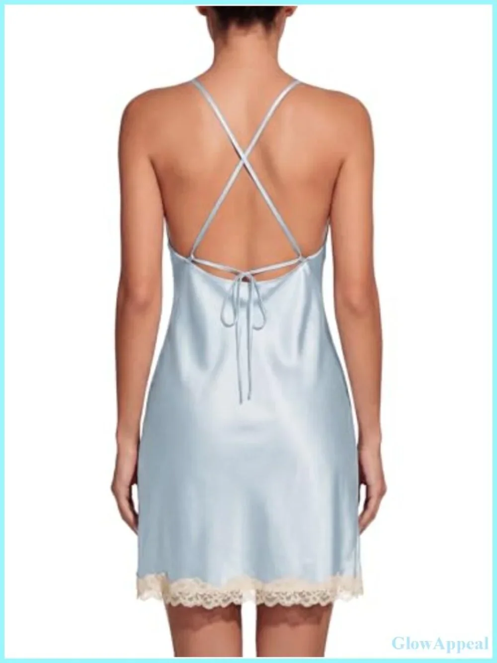 Satin Lace Trim V-Neck Sleepwear Chemise Nightgown Full Slip Sleeveless